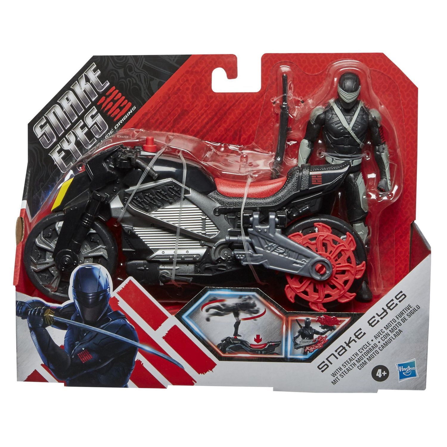 Snake Eyes: G.I. Joe Origins, figurine Snake Eyes avec moto furtive et attaque pirouette ninja, pour enfants à partir de 4 ans