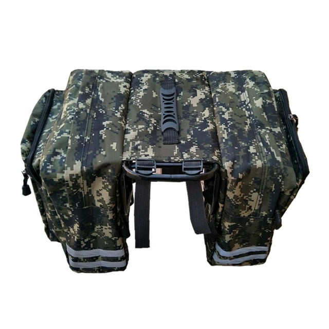 Bike Double Pannier Rear Pouch Saddle Bag Trunk Bag For Cycling Green