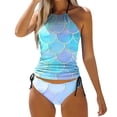 thumbnail image 1 of DGMIOCS Two Piece Bathing Suit Tankini Set Blue XXL, 1 of 5