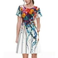 thumbnail image 1 of Easygdp Colorful Floral Jellyfish para Vestido Transpirable de Mujer, Vestido Suelto de Manga Corta con Pliegues y Bolsillos para el Verano, 1 of 6