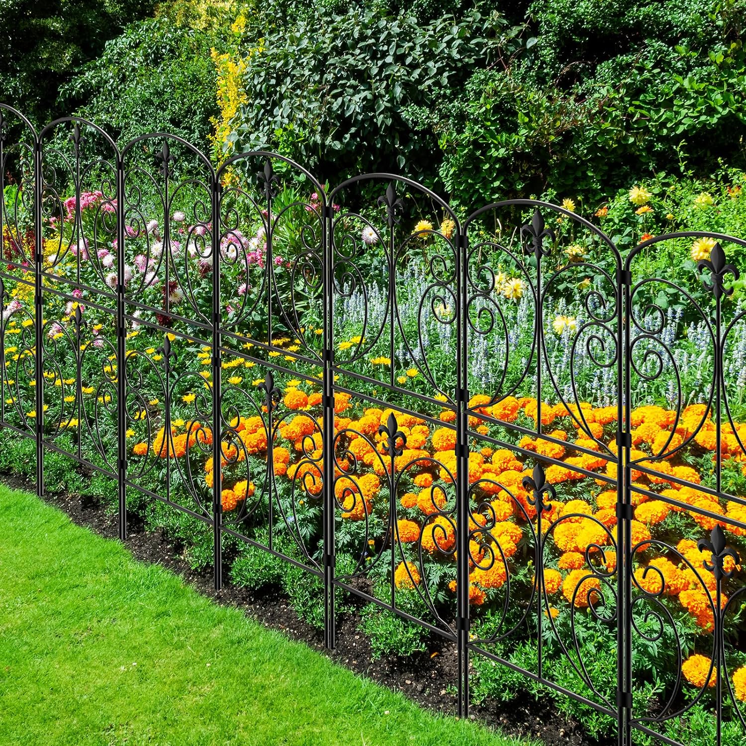 Decorative Garden Fence 10 Pack, 37.5in(H) x 10.8ft(L) Animal Barrier Rustproof Metal Fencing for Yard Dog Rabbits Wire Section Garden Edging