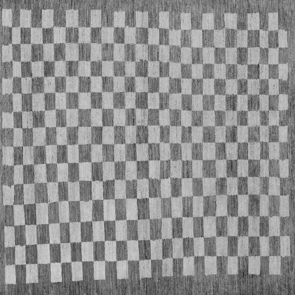 Ahgly Company Indoor Square Checkered Gray Modern Area Rugs, 5' Square