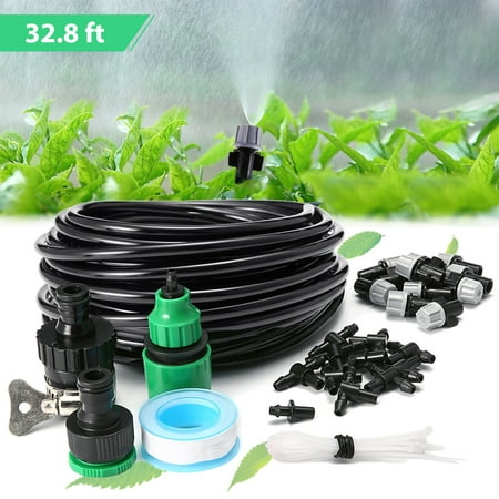 Plastic Drip - KINGSO 33ft Micro Drip Irrigation System Kit Home Garden Patio Micro Flow Drip Irrigation Misting Cooling System Plastic Mist Nozzle Sprinkler Micro Bubbler