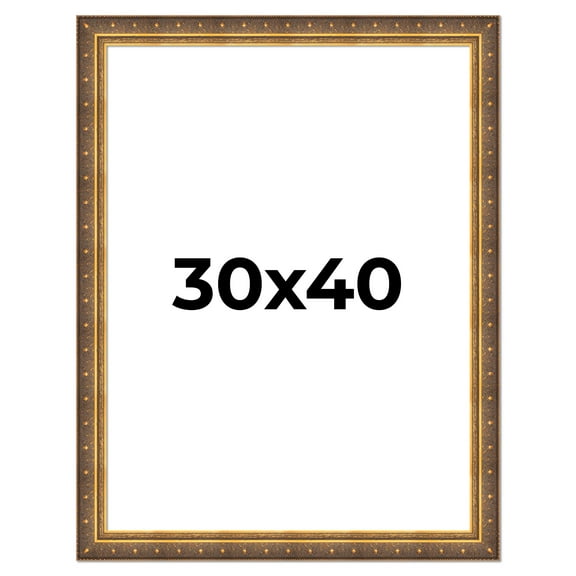 30x40 Frame Vintage Gold Solid Wood Picture Frame | 2.5 Inch Moulding Width | Ornate Bronze Museo