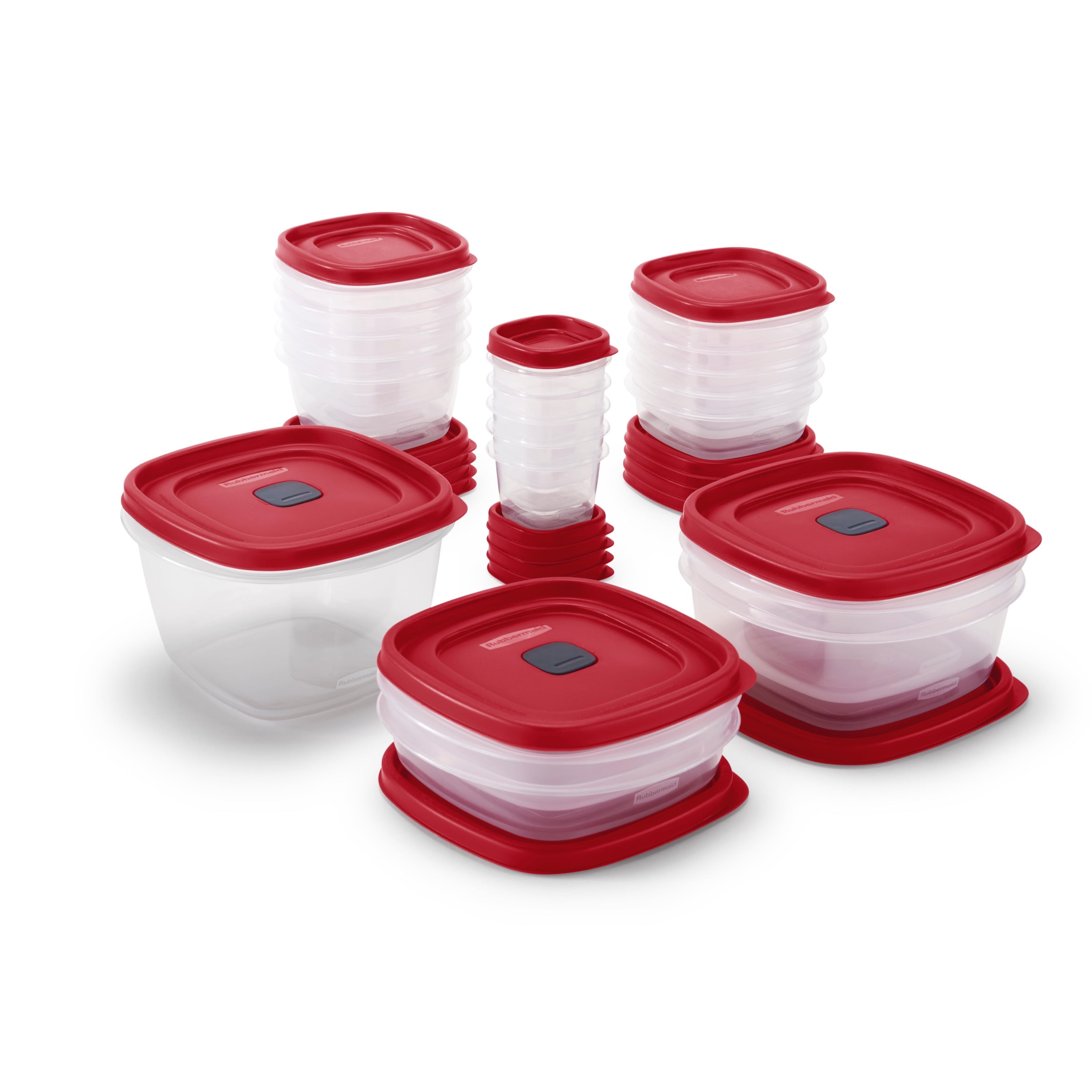 Rubbermaid 42-Piece Food Storage Containers with Lids, Salad Dressing and  Condiment Containers, and Steam Vents, Microwave and Dishwasher Safe, Red
