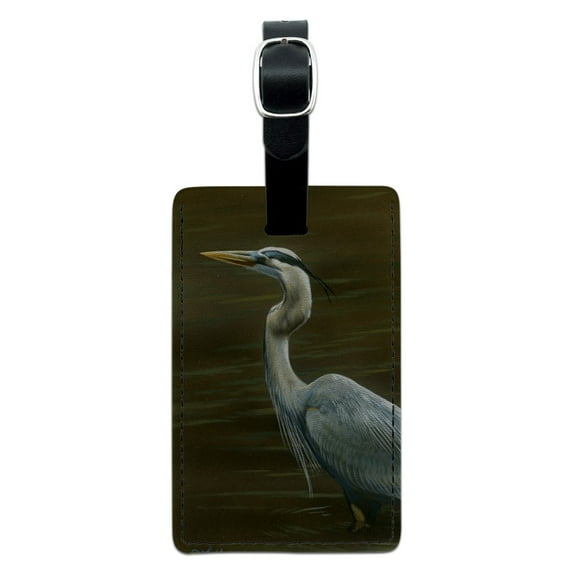 Great Blue Heron Rectangle Leather Luggage Card Suitcase Carry-On ID Tag