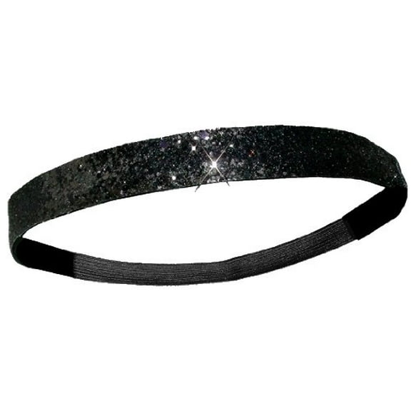 Black Glitter Headband with Elastic Back (BONUS 1 FUN CHOPS)