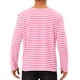 thumbnail image 3 of Camiseta de rayas INSPIRE CHIC para hombres, cuello redondo, de manga larga, básica M Rosa Blanco, 3 of 6