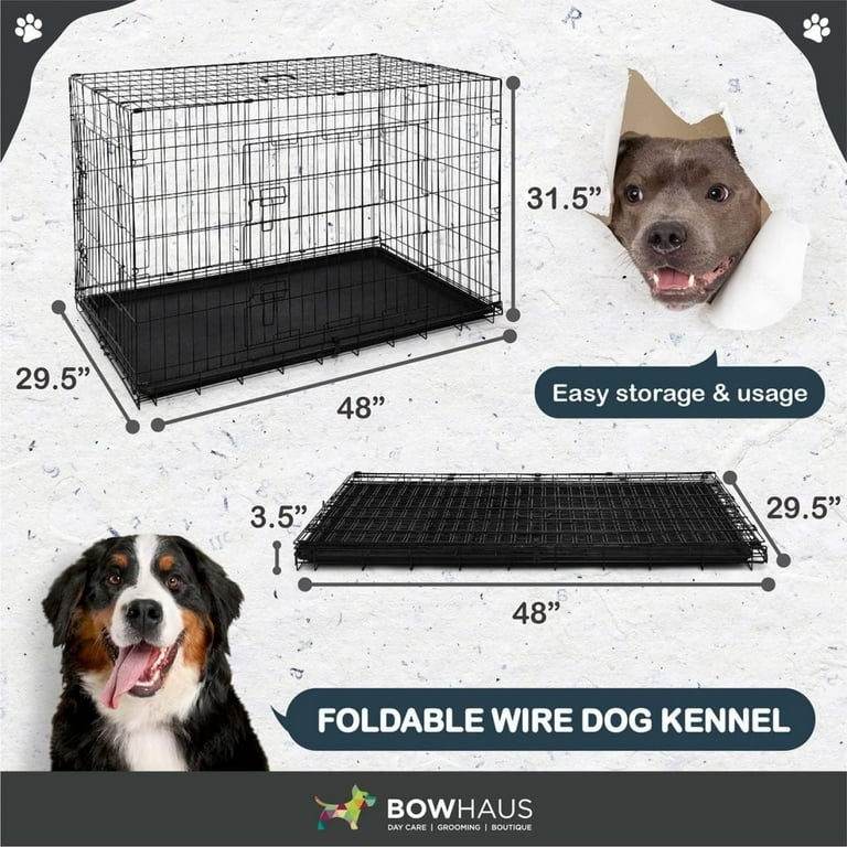 Bilot Foldable Dog Crate Wire Metal Dog Kennel w Divider Panel