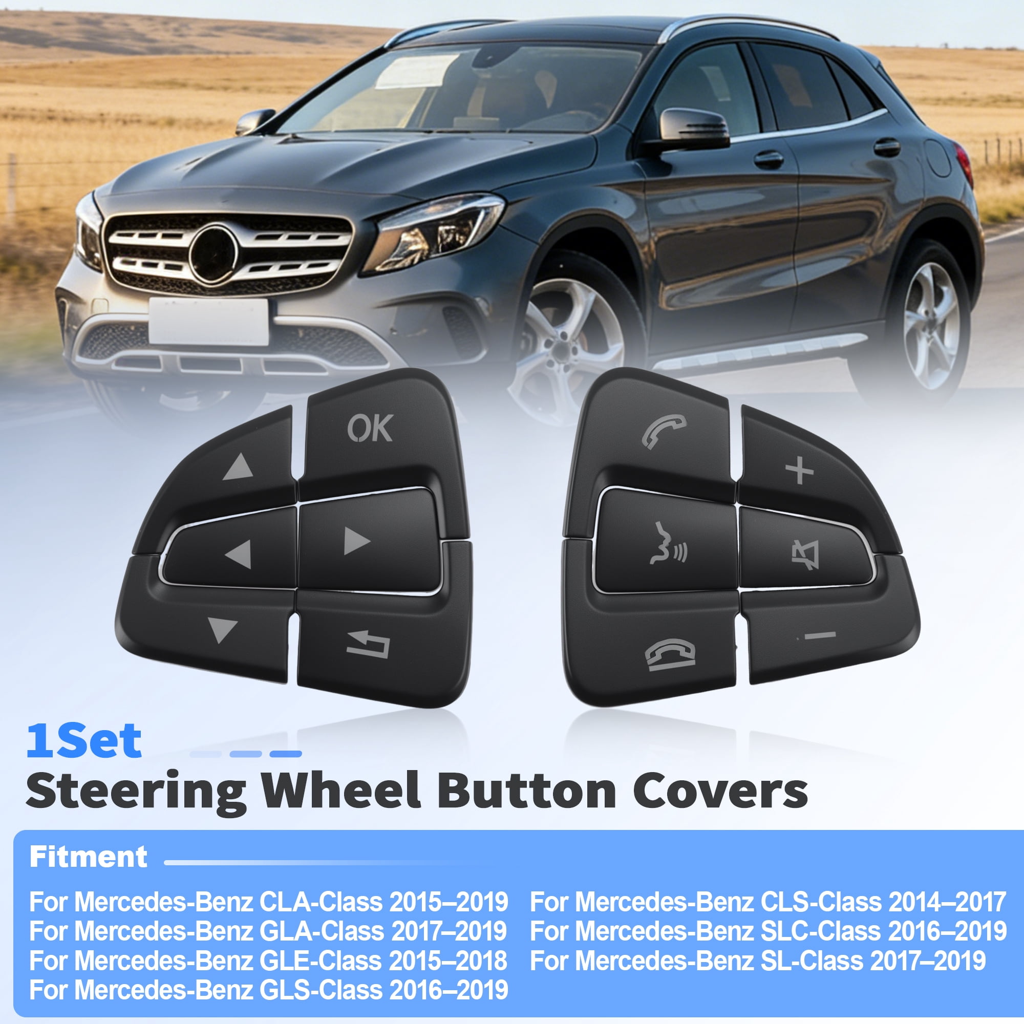 Unique Bargains 12 Pcs Car Interior Steering Wheel Button Cover Trim for Mercedes-Benz