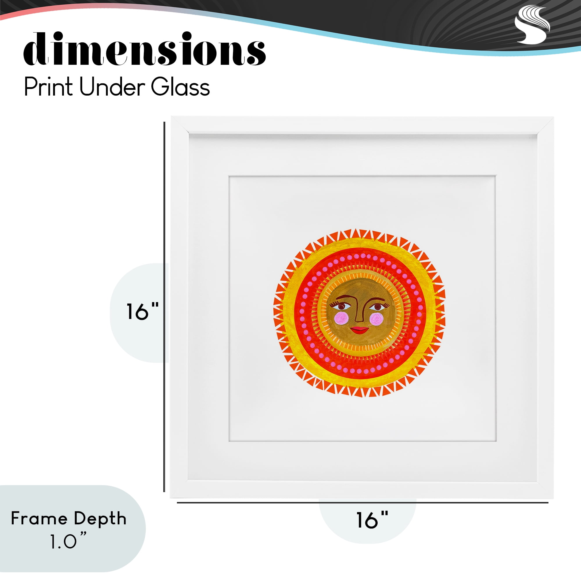 Stupell Industries Bold Bohemian Sun White Framed Print Under Glass, design by Katherine Herrell Studio