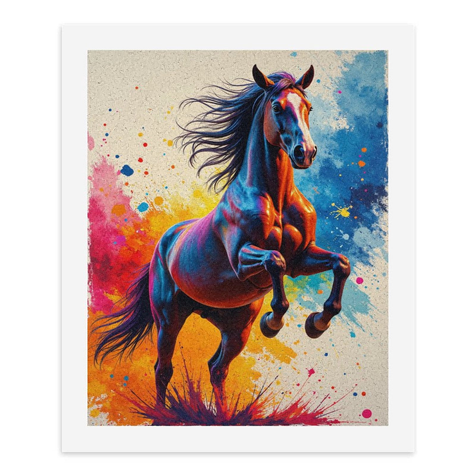 Paint By Numbers Kit for Adults Beginner - DIY Vibrant Horse Colorful Splash Art Canvas Painting Kits for Adults, Frameless Paint By Number for Adults for Home Wall Decor 16x20 Inch