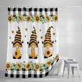 thumbnail image 4 of Spring Bee Gnomes Small Stall Shower Curtain, Waterproof Shower Curtains for Bathroom, Sunflowers Black Checkered Washable Fabric Cloth Bath Curtain for Bathtub Decoration with Hooks 36x72 Inches, 4 of 9