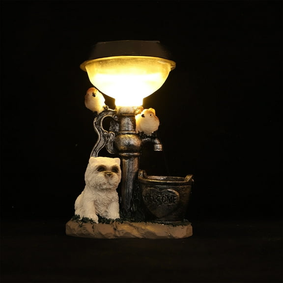 Hemoton  Gnomes Chimes Animal Statue Ornaments Dog Outdoor Garden Statues Solar Light