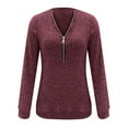 thumbnail image 4 of XuJwPNcy Womens Sweaters Hoodies Long Sleeve Half Zip Pullover Sweaters V Neck Ribbed Knit Tops, 4 of 7