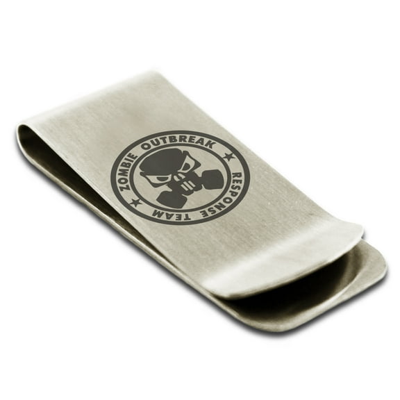 Stainless Steel Bio Zombie Outbreak Response Team Engraved Money Clip Credit Card Holder
