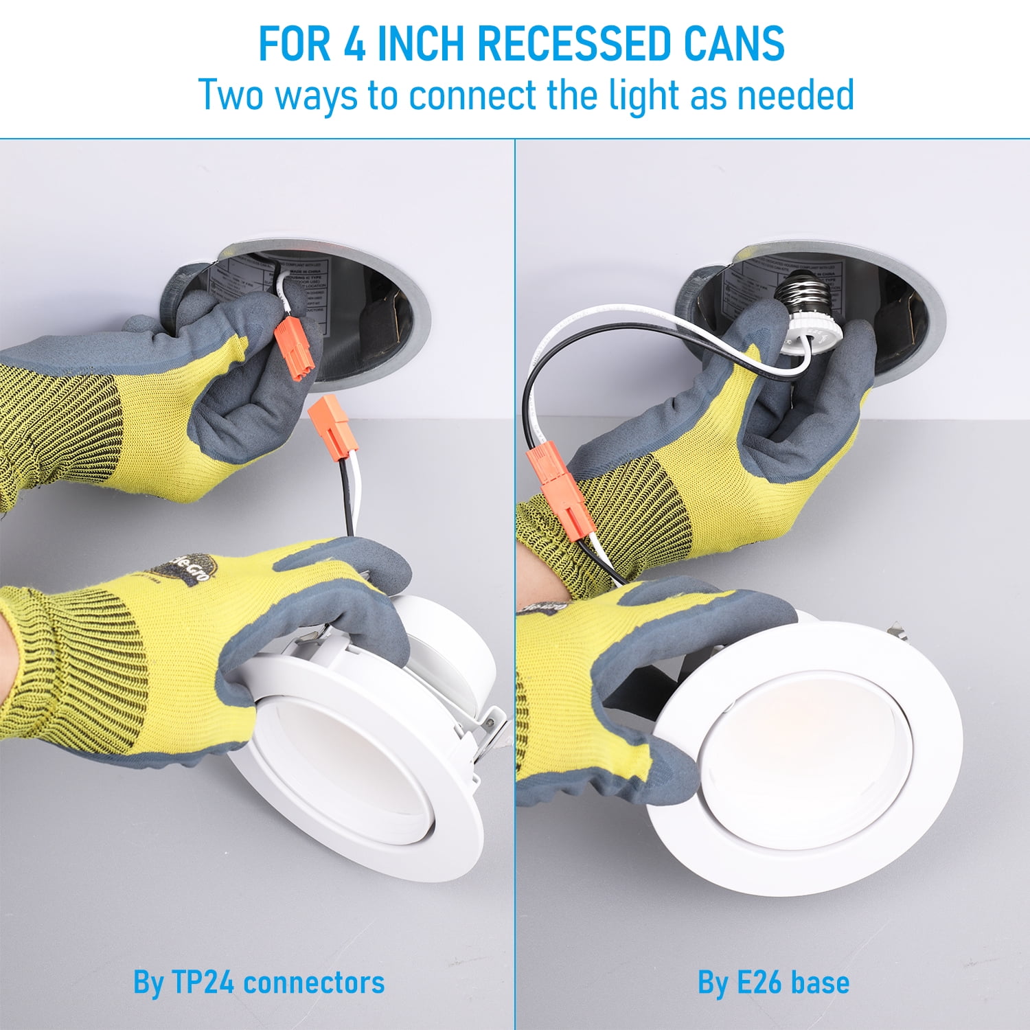 4 Pack 4" 5CCT Gimbal LED Recessed Light Dimmable, 2700K/3000K/3500K/4000K/5000K Selectable, 8W CRI90 Retrofit Can Lights, 660LM Directional Angled Trim Ceiling Downlight
