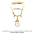thumbnail image 2 of Turandoss Pearl Necklaces for Women GirlDainty Gold Choker Clover Cubic Zirconia Necklace Pearl Bridal Drop Simple Elegant Gold Pendant for Her Jewelry Wedding Gift Mothers Day, 2 of 8
