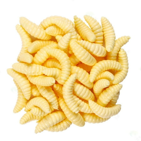 50Pcs Fishing Lure 2Cm Lifelike Worm Maggot Grub Soft Bait Silicone Artificial Earthworm Baits Carp Fishing Accessories Yellow Fangkenuo