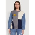 thumbnail image 2 of Womens Daisy Color Blocked Denim Sleeve Sweater, 2 of 5