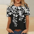 thumbnail image 1 of Jacenvly Hauts pour Femmes Liquidation Hauts Décontractés à la Mode Col Rond Manches Courtes T-shirt Couleur Unie Hauts et Blouses pour Femmes Grande Taille, 1 of 7