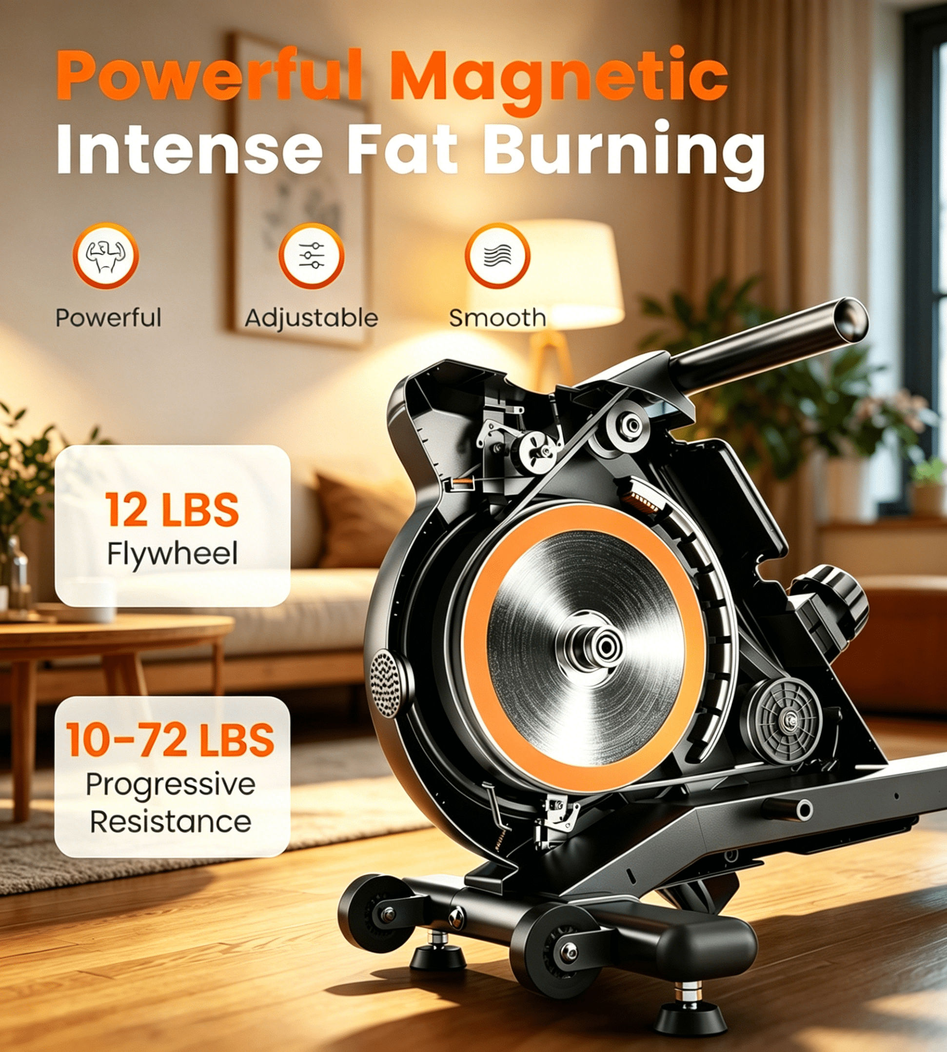 Yosuda Magnetic Rowing Machine 350 lbs Weight Capacity - Foldable Rower for Home Use with Bluetooth, App Supported, Tablet Holder and Comfortable Seat Cushion, Easy Vertical Storage