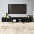 thumbnail image 6 of POVISON-118" Modern Minimalist Wood TV Stand, Slatted Entertainment Center,Media Console, Black TV Console, Perfect for 85-inch TVs, 6 of 8