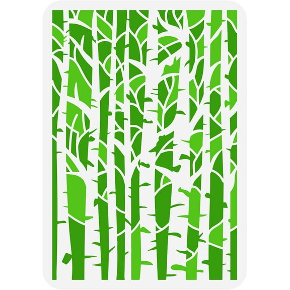 White Birch Painting Stencil 8.3x11.7inch Reusable Tree Trunks Pattern Drawing Template DIY Art Plants Tree Decoration Stencil for Painting on Wood Wall Paper and Furniture