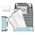 thumbnail image 2 of KAINSY Personalized Toddler Nap Mat for Girls–Custom Name Sleeping Mat with Elephant Balloon Ride Theme, Tot Cot Kids Nap Mat with Pillow and Blanket, Roll-Up Preschool Daycare Slumber Bag, 2 of 4