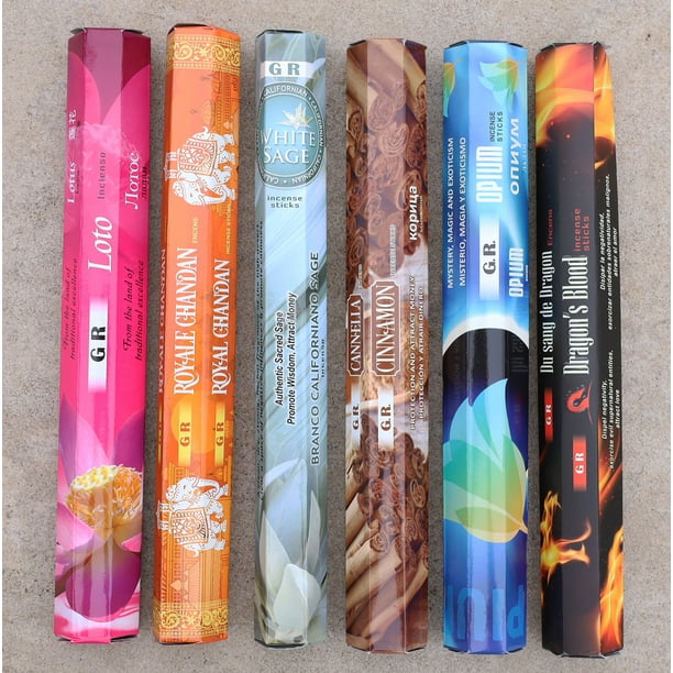 Opium White Sage Royal Chandan Dragon Blood Lotus And Cinnamon Best Sellers Variety Pack Of 6 Box 1 Incense Sticks Walmart Com Walmart Com