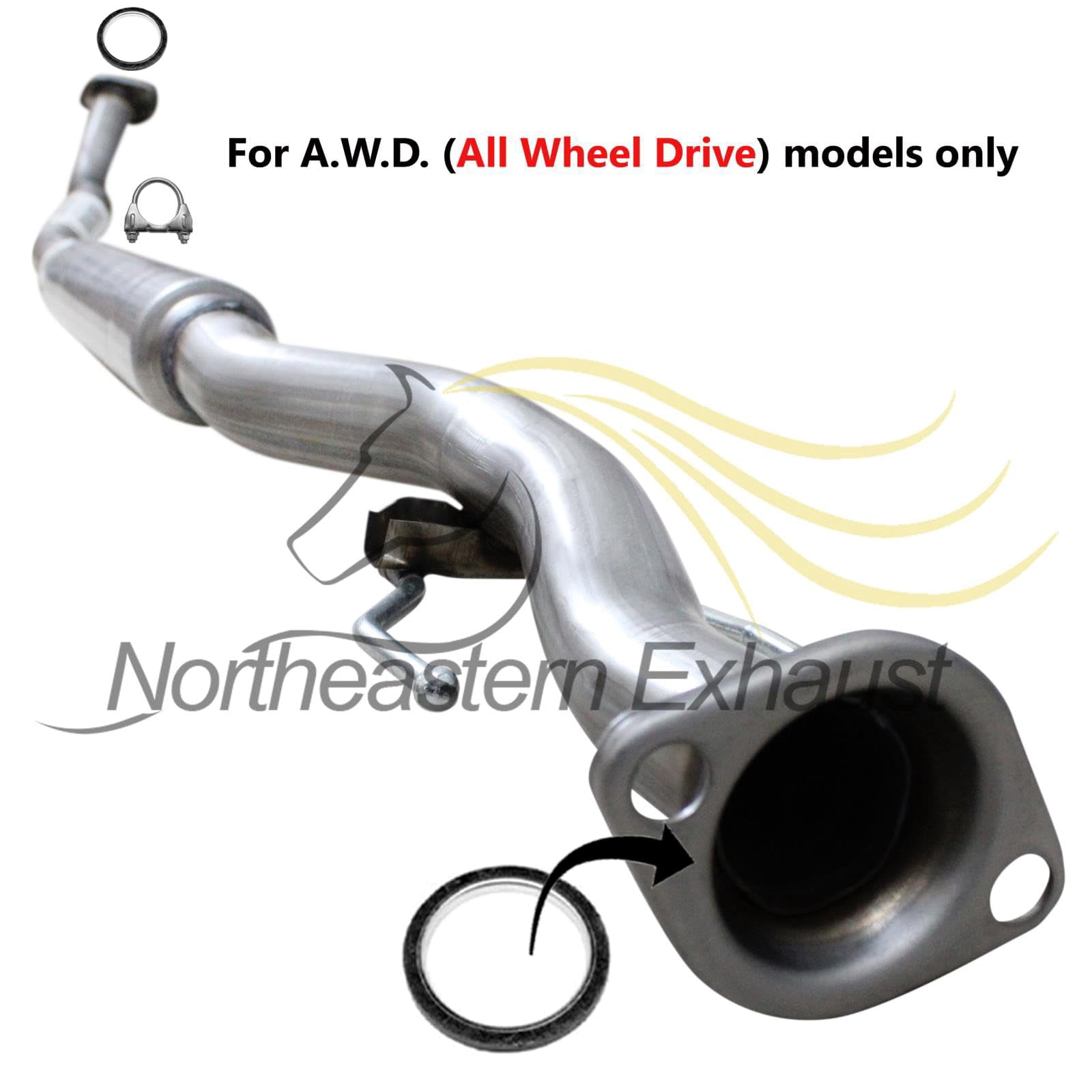 Northeastern Exhaust Resonator Exhaust Pipe Fits 2011-2017 Nissan Juke 1.6L Turbocharged AWD - Direct Fit | Stainless Steel