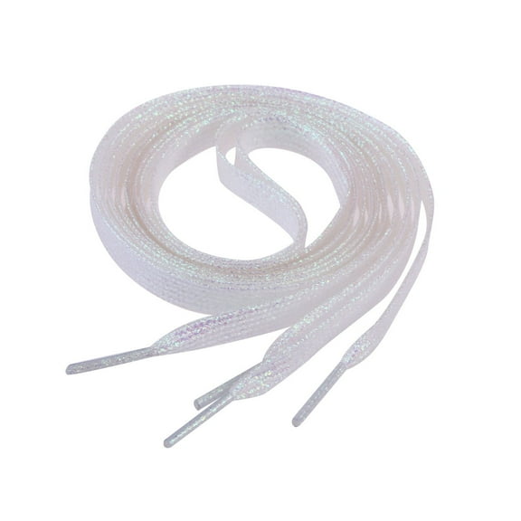 WHAMVOX 1.1m Flat Glitter ShoeLaces Colored Flat Shoestring Bootlaces for Shoes Sneakers (White)