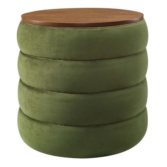 Ottoman Accent Chair, Green, Velvet, Living Kitchen Cafe Bistro Hospitality Restaurant, Modern Contemporary Boutique HB36660
