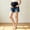 Dark Blue, variant on Women's Maternity Denim Shorts High Waist Over Belly Elastic Support Ripped Distressed Hem Summer Pregnancy Jean Shorts