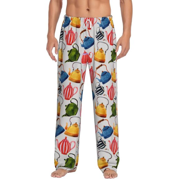 Hirioo Watercolor Teapots for Women's PJ Pajama Pants Sleep Pants Women's Home Trousers with Pockets,S-3XL-Small