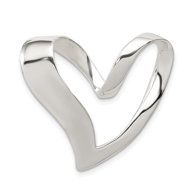925 Sterling Silver Heart Slide Necklace Charm Pendant Omega