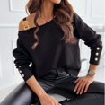 thumbnail image 3 of Gibobby Blusas Elegantes Para Mujer de manga larga de otoño e invierno para mujer con botones estampados en el cuello（Negro， XL), 3 of 5