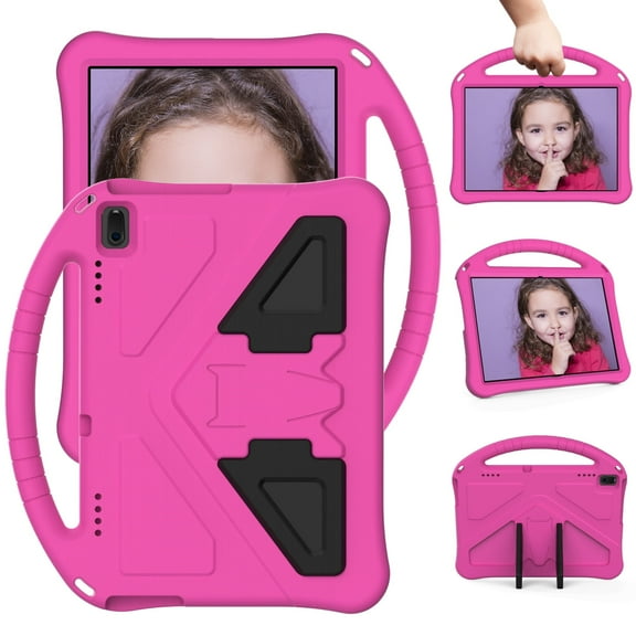 Allytech Kids Case for Lenovo Tab E10 10.1-Inch TB-X104F, Soft Rubber EVA Lightweight Shockproof Handle Drop Protection Kickstand Kids Friendly Kids Proof, Rose
