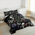 thumbnail image 3 of Homewish Gothic Boho Skeleton Queen Comforter Set for Teens, Hippie Butterfly Moth Bedding Sets, Romantic Rose Floral Reversible Bedding Comforter Set, Lightweight Room Decor, 3 Pieces, 3 of 8