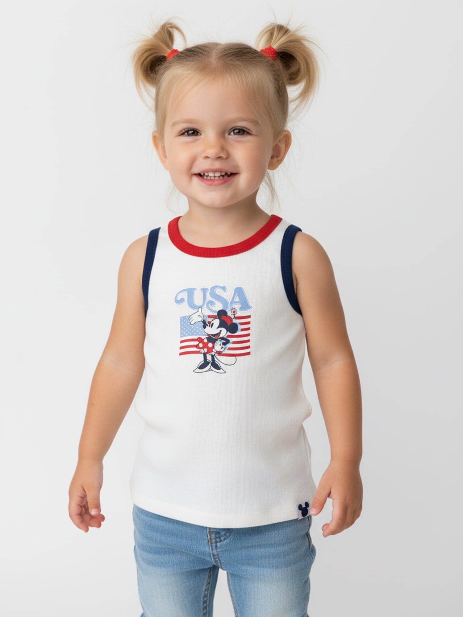 Disney Minnie Mouse Toddler Girls American Flag Graphic Tank Top, Sizes 12M-5T