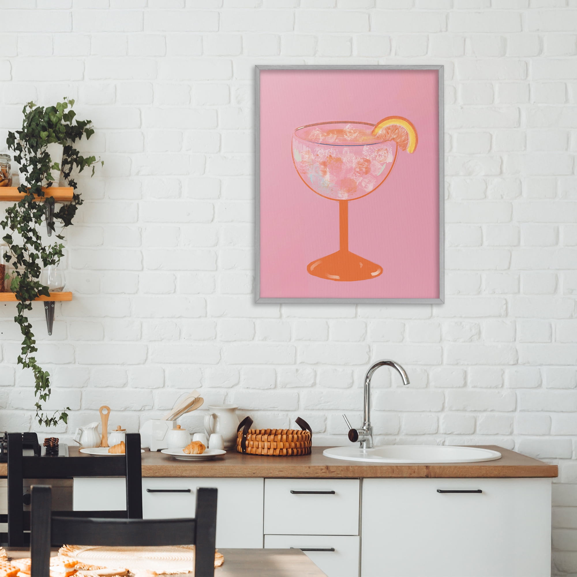 Stupell Industries Paloma Glass over Pink Gray Framed Giclee Art, design by Robin Maria
