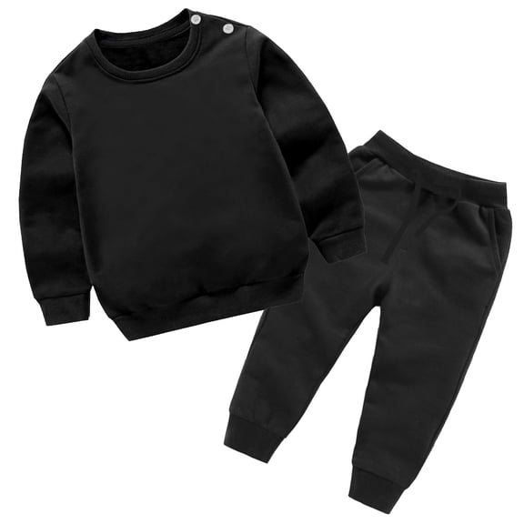 Favoffer Unisex Kids' Fall Stylish Multicolor Solid Sweatshirt & Round-Neck Long-Sleeve Mid-Rise Pants Set Relaxed, Breathable, for Casual, Travel, Lounging, Play 12M-12Y