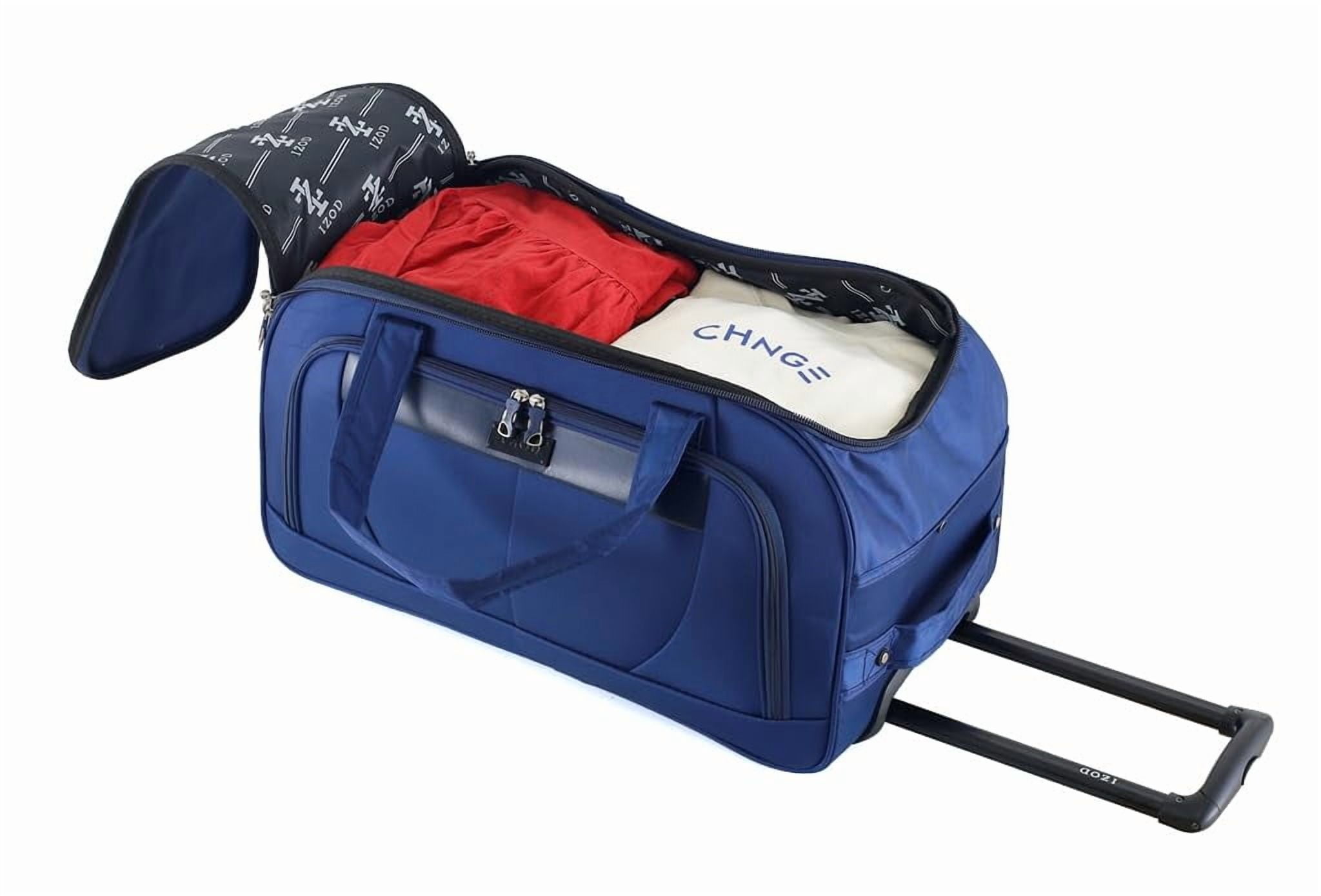 IZOD Carol Lightweight Soft Shell Rolling Duffel Bag with Wheels and Telescopic Handle – Travel-Ready Luggage Duffel