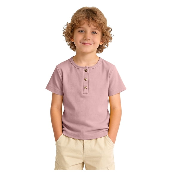 TOWED22 Boys Short Sleeve Tops Crew Neck Graphic T-Shirts Truck Print Cotton Tees(Pink,5-6 Y)