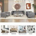 thumbnail image 7 of Accent Chair, 40.5" Velvet Button Tufted Upholstered Accent Sofa with Arms and Curved High Back Comfy Single Sofa Chair with Metal Legs Modern Couch Accent Sofa for Living Room Bedroom, Gray, 7 of 7