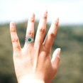 thumbnail image 5 of 2.16 ctw 3 Stone Anniversary Ring for Women | Round Cut Simulated Emerald | Hyperallergenic Solid 14K White Gold, 5 of 5