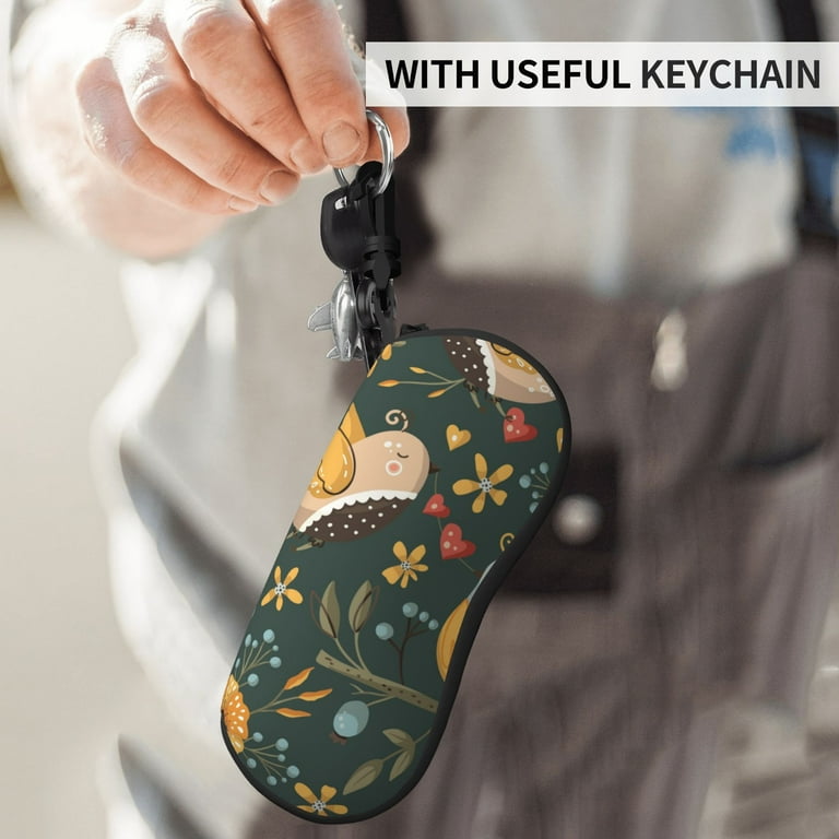 Birds Soft Glasses Case, Vintage Floral Design Eyewear Holder