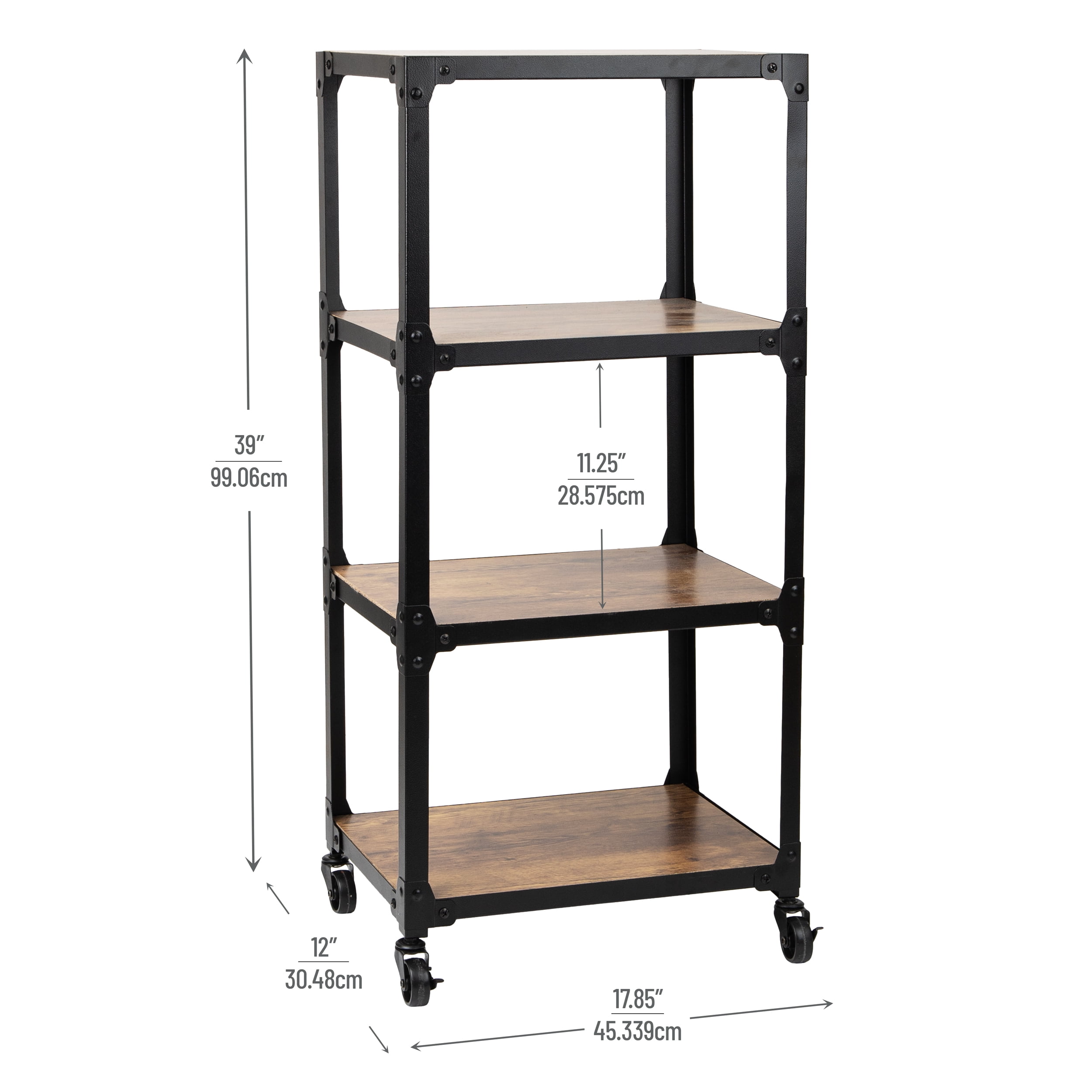 Mind Reader Bar Cart, Rolling Cart, Microwave Stand, Utility Cart, Coffee Cart, Wood, Metal, Brown