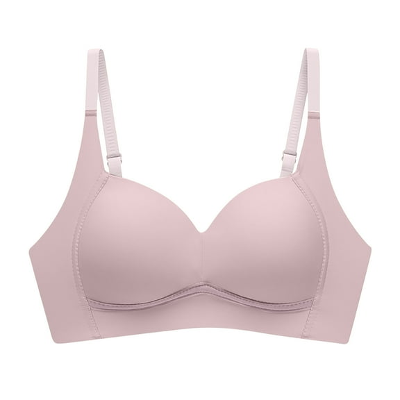 XFLWAM Wireless Push Up Bra for Women Super Soft Wireless Lightly Lined Comfort Bras Pink 36C