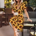 thumbnail image 3 of Lsque Chocolate Plaid Sunflower Print Women's Casual Dress T-Shirt Summer Short Sleeve Scoop Neck Swing Dresses, 3 of 6